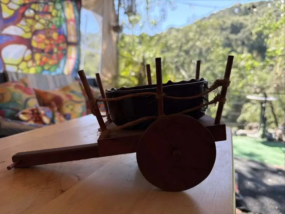 old wooden ox cart, folk art, Americana, primitive, art, carved,PrairieCore 0878